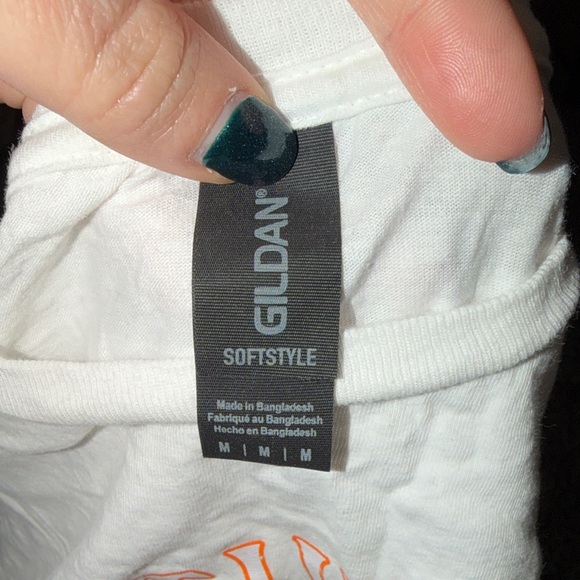 Gildan White Tee with Colorful Floral Design - Picture 3 of 3